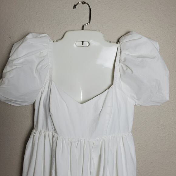 Adrianna Papell White Eyelet Puff Sleeve Mini Dress 6 Cottagecore Summer Prairie - Picture 3 of 9